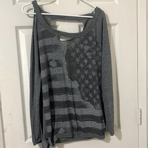 Distressed Grey Long Sleeve Sweater